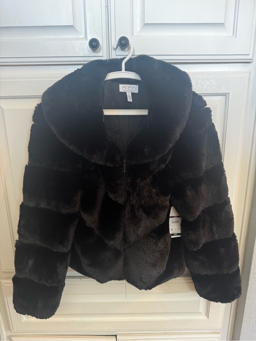 sofia by sofia vergara Black Plush Teddy Jacket